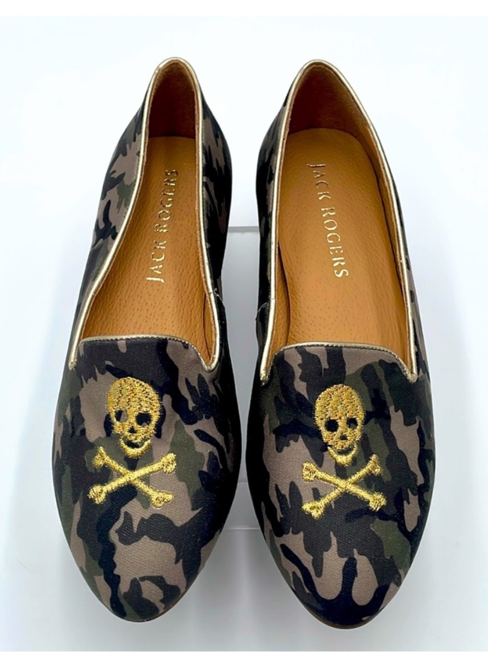 Jack Rogers Embroidered Skull‎ Camo Loafers - MANUFACTURER SAMPLE SHOES - Size 7